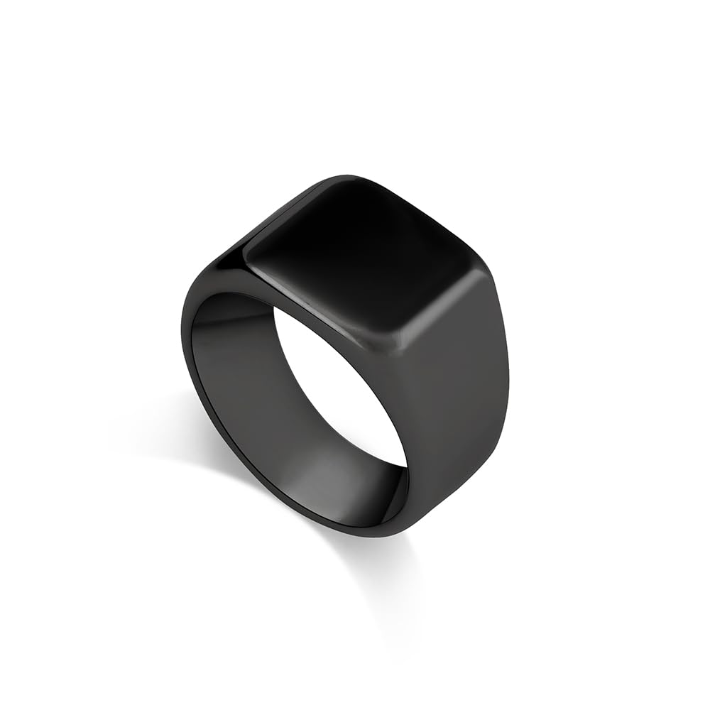 Classic Black Square Ring for Men (Size- 6,7,8,9,10,11,12) - Men's Accessories | Birthday, Anniversaries Gift for Men & Boys