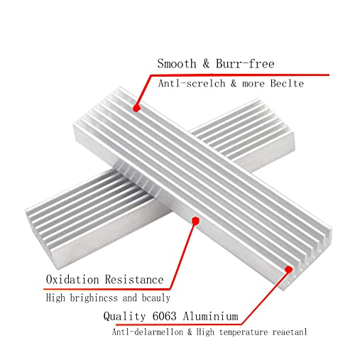 Uqxy 5 Pcs Aluminium Radiator Heatsink Heat Sink Silver Tone Module Cooler Fin（100X25X10Mm） #TOP2