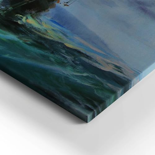 Tableau navire peint sur l'eau Wallfluent 60x60cm pour décoration murale moderne
