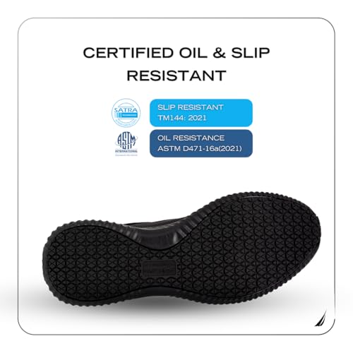 Image of Nautica Black Non Slip Slip On /Lace-Up Work Shoes, Safety Water Resistant Chef Kitchen Trabajo Zapatos Restaurant or Food Service Sneakers - Comfortable and Lightweight for Men and Women