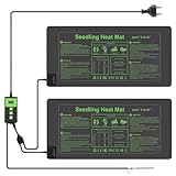 Jaxguom Heizmatte Pflanzen mit Thermostat, 55W Heizkissen, IP67 Wasserdicht, Wärmematte mit Timing-Funktion, Zimmergewächshaus Wärmematte für Reptil, Sämling Germination(2er Set, 55x27cm)