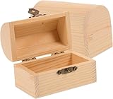 Kryoflare DIY Unfinished Wooden Pirate Treasure Chest, Pine Wood Storage Box with Hinged Lid, Locking Clasp, Decorative Pine Wood Craft Box