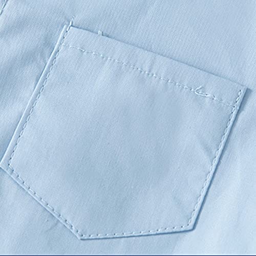 Little & Big Boys Solid Color Short Sleeve Button Down Shirt with Pockets for 2 to 8 Years Old (Sky Blue, 7-8 Years)4