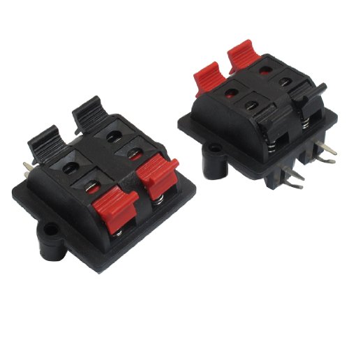 Uxcell - Sourcingmap Spring Loaded Rectangular 2 Red 2 Black 4 Position Speaker Terminals 2 Pcs