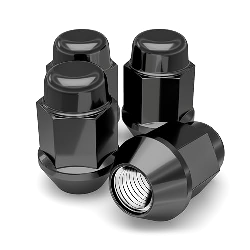 White Knight 1704SBK-4 Black 1/2"-20 Bulge Acorn Lug Nut, 4 Pack