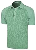 Derminpro Men's Geometric Figure Slim Fit Ultralight Short Sleeve Dry Fit Golf Polo Shirts Olive Med