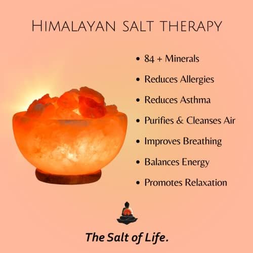 Cello The Salt of Life Himalayan Salt Lamp Fire Bowl. Aesthetic Room Decor. Bedroom Accessories & Bedroom Decor. Stunning Bedside Lamp for Bedside Table. Desk Lamp. Home Accessories (3.5kg).