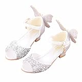 ChyJoey Little Girl Sandals Peep Toe Sequins Glitter Princess Heels Dress Pump Sandals Butterfly Cas