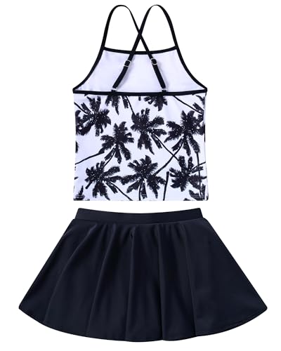 Image of Girls Tankini Swimsuit Mermaid Bathing Suits Criss-Cross Strap Adjustable Summer Beach Two Piece Swimwear Size 4-12