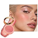 Oulac Luminous Blush Makeup Glow Coral Gold|Subtle Shimmery Creamy Powdery Blush Highlighter Cheek| Pigmented&Blendable | Light to Medium Skin Tone| Vegan & Cruelty-Free| 4.8g F03