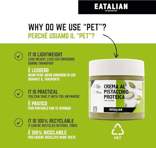 Image of EATALIAN by AMZ BETTER Protein Pistachio Cream 7 oz /200 gr, Natural Spreadable Pistachio Cream, Made in Italy Protein Pasta, Sweet Taste Ideal on Bread and Dubai Chocolate
