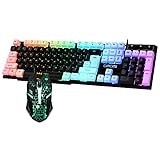 Rainbow Keyboard and Mouse Gaming Set Wired RGB LED Ambient Light CHONCHOW 951 Backlit USB Wired 19...