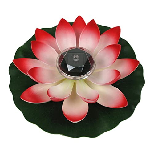 KUYYFDS Pond Lotus Light Artificial Lotus LED Solar Lamp Pool Landscape Decoration Waterproof Flower Light 28cm Warm Red, Garden Tools