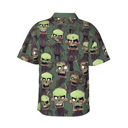 Many Zombies Print Hawaiian Shirt for Men, Casual Loose Fit Top, Beach Summer Short Sleeve Button Down Shirts2