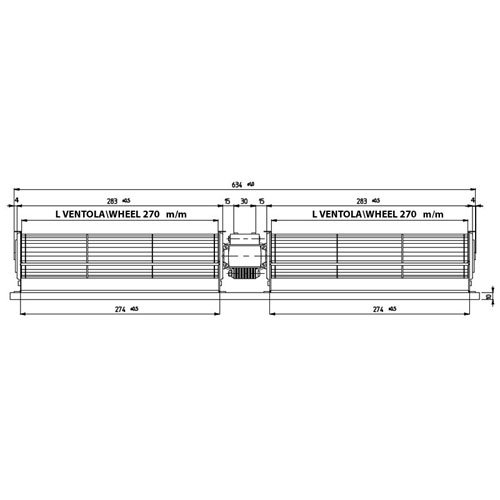 Easyricambi Motore Ventola tangenziale Doppia 2 x 270mm 645mm stufe a Pellet - EMMEVI FERGAS 120102