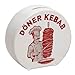 D&ouml;ner Kebab Logo Trinkgeld Spardose Die perfekte D&ouml;nerkasse f&uuml;r Ihren D&ouml;nerladen witziges Design mit Koch und Schnurrbart Rot-Wei&szlig; mit Fleischspie&szlig;-Dekor