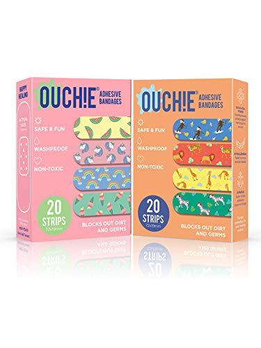 Image of Ouchie Non-Toxic Printed Bandages Double Combo (40 Pack) - Pink & Orange