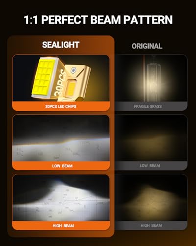 Image of SEALIGHT D1S Bulbs, 6500K Cool White 45000LM D1S HID Bulbs, Original Xenon HID Replacement Bulbs for 66340 42403 42302 Headlamp Assembly, Pack of 2