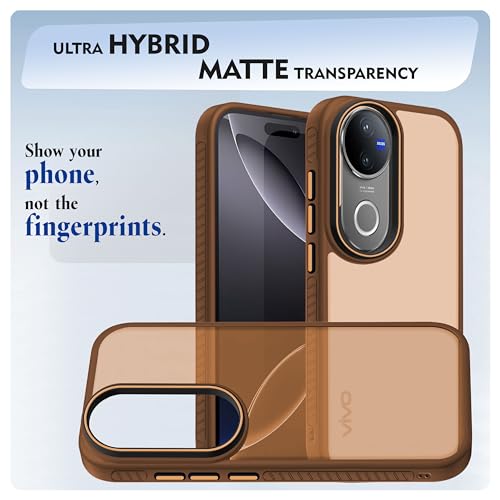 Image of V-TAN Back Cover for Vivo V50 5G Matte Finish Transparent Case, Transparent Clear, TPU, Camera Protective Shockproof Cover, Brown