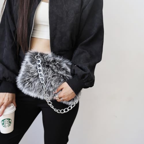 Bolso tote de felpa para mujer con cadena miniatura 3