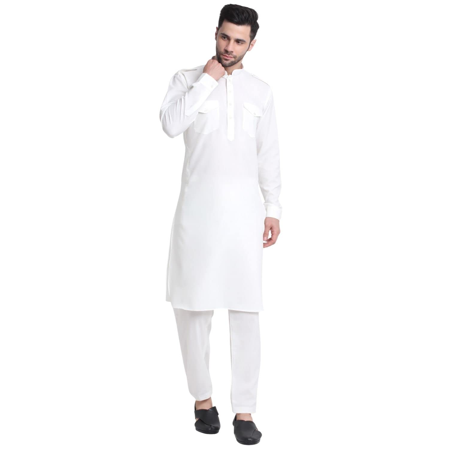 Men Cotton Solid Pathani and Salwar Set