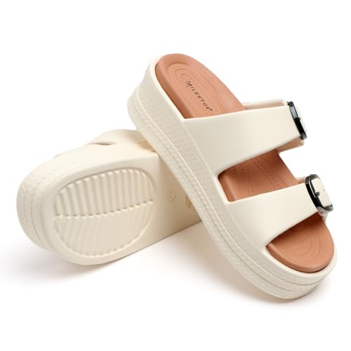 Image of Essence Women Buckle Sandals with Super Soft Insole | Ergonomic Footbed | Lightweight | Platform Heel | Cushioned Sole | Suggested by Doctors I Latest, Stylish and Trendy Slip-Ons for Girls and Ladies