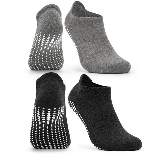 Occulto CALCETINES ANTIDESLIZANTES para MUJER y HOMBRE (2-4 PARES), CALCETINES para YOGA y PILATES MUJER HOMBRE 39-42 2 Pares | Gris Negro