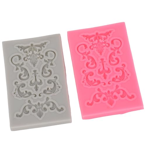 KIMISS 2 Piezas de Decoración de Pasteles de Silicona con Fondant de Encaje, Elegantes Rizos, Magdalenas de Chocolate y Proyectos Artesanales