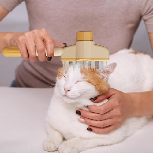 Fellblitz Bürste Selbstreinigende Haustierbürste Für Lang- Und Kurzhaarpflege, Fellbürste Katze, Hunde Katzen Bürste, Pfotenmond fellbürste