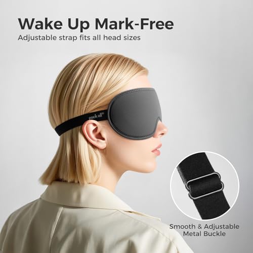 pack all Light Blocking Sleep Mask for Men and Women, 3D Eye Mask for Pressure-Free Sleep, Soft Sleeping Eye Cover with Adjustable Elastic Strap, Grey - Image 5