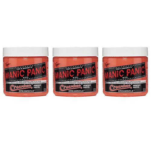 Manic Panic Dreamsicle Pastel Classic Creme, vegan, tierversuchsfrei, orange semipermanente Haarfarbe, 3 x 118 ml