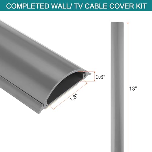 HARFINGTON 4 piezas Cubierta de cables para piso 13inx2.8inx0.8in Cubierta para cables de piso en PVC Gris (52in de longitud total) miniatura 2