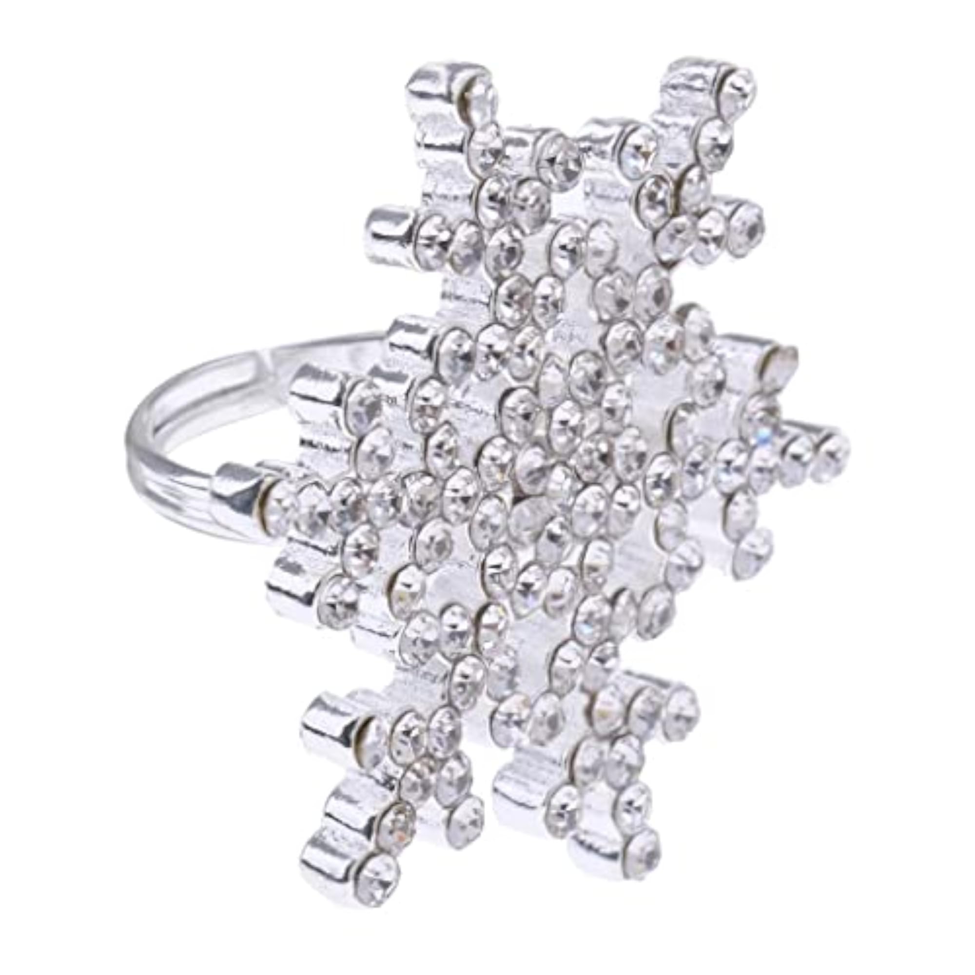 Charming Rhinestone Snowflake Finger Ring, Perfect for Parties