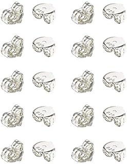Aeon Jewellery Replacement Earring Backs - 10 Pairs (20 pcs) | 925 Sterling Silver Butterfly Safety Backings | Polishing Cloth Included | Spare Jewellery Accessories for Women | Earrings Stopper