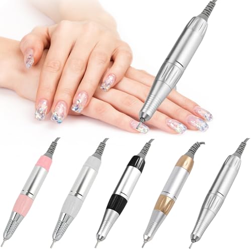 Manipolo Fresa per Unghie Professionale: Macchina Elettrica per Gel Acrilico Lucidatura per Unghie Levigatura di Ricambio Manico - Lima Elettrica per Trapano Strumento per Nail Art (Silver)