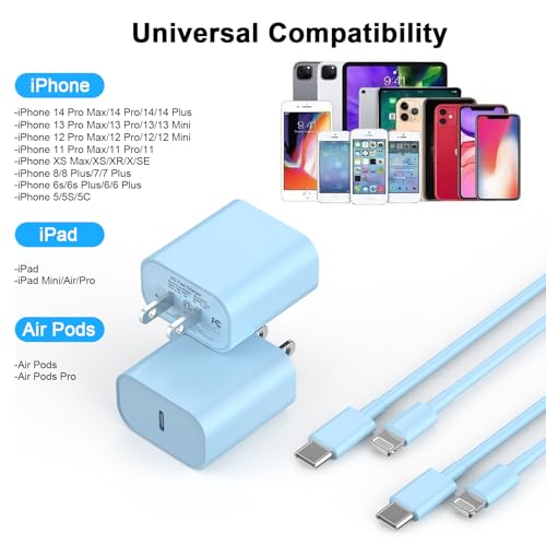 Image of [Apple MFi Certified] iPhone Charger Fast Charging 6FT Compatible for iPhone 14 /13 /12 /11 Pro Max /Xs Max /XR /X 2Pack 20W Type C Fast Charger Block with 6FT USB C to Lightning Data Sync Charging Cable