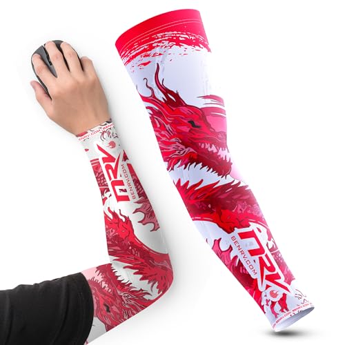 NRV Puño de compresión para juegos – Edición Dragon – Optimiza tu juego con comodidad y estilo – Diseñado por jugadores profesionales, duradero, transpirable y sin fricción, rojo, L