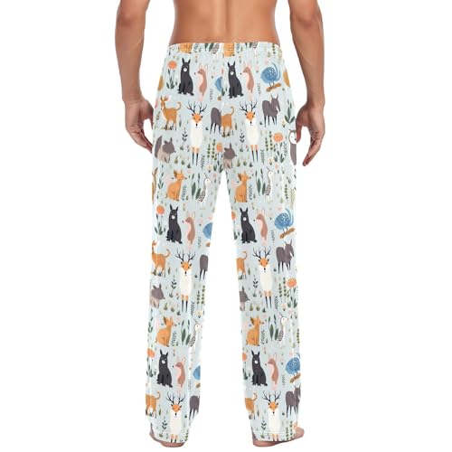 Forest Animals Men's Pajamas Pants Cotton Sleep Bottoms Pants Lounge Sleepwear - S3