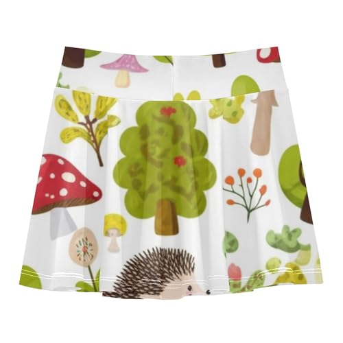 Cute Cartoon Hedgehogs Plants Tennis Skirts for Kids Floral Athletic Shorts for Girls Skorts Pleated 4t2