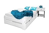 federkernmatratze 180x200 Das Bett ist komplett aus massivem Kiefernholz, die Ausführung ist sehr sorgfältig und genau. Das Bett ist weiß gestrichen.