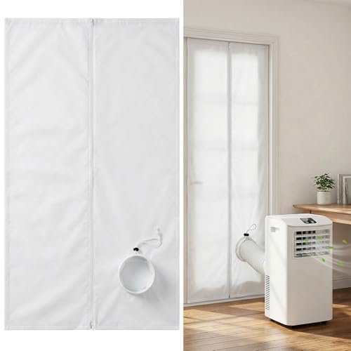 Ninonly Air Conditioner Door Seal 100x210cm Sliding Window Seal Kit with Zipper AC Door Kit for Mobile Air Conditioner Drawstring Hose Opening for Tumble Dryer