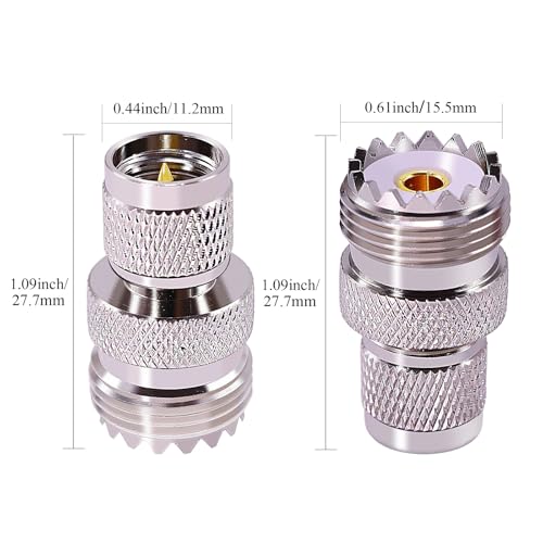 CNARIO Adaptadores UHF PL259 2Pcs Conector Macho a Hembra miniatura 3