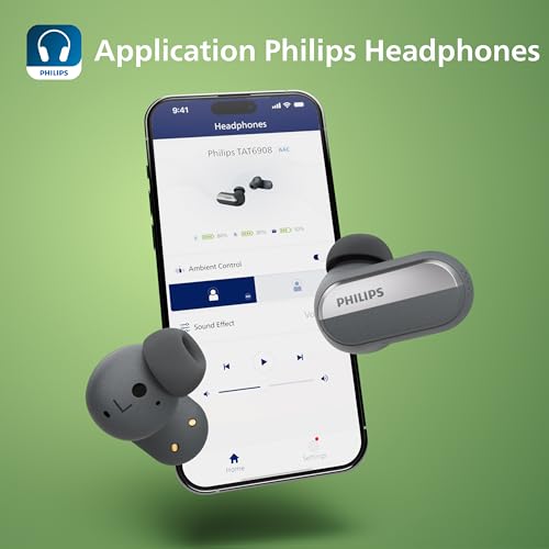 Philips TAT6908BK Casque True Wireless | Écouteurs Intra Auriculaires Bluetooth | Anti Éclaboussures IPX4 | 28 h d'Autonomie avec Boîtier de Chargement | 4 Tailles d'Embouts | Micro | USB C | - vue 6