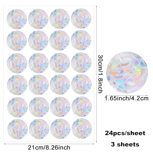Image of 72 Pcs Window Clings Circles Anti Collision Window Stickers Sun Catcher Stickers for Bird Strikes (Circles)