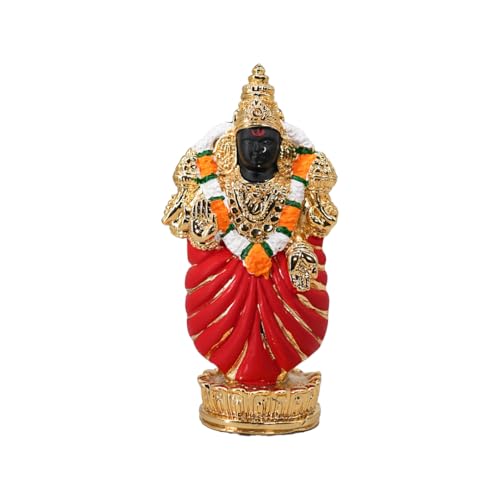Image of Gold Plated Standing Padmavati | Small Gold Goddess Idol Murti for Car Dashboard, Office Desk & Home Temple |Divine Blessings, Prosperity & Protection | Size: 6cm x 4cm x 12cm