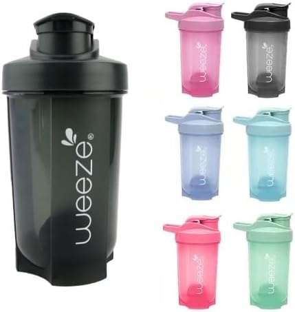 Coqueteleira Whey Shaker Academia com Misturador 500 Ml (Preto)