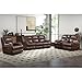 EBELLO Genuine Leather Manual Recliner Sofa Set, Recliner Chair, Loveseat Reclining Sofa and 3 Seat Sofa, Couch Furniture Set for Living Room, Meeting Room, Brown
