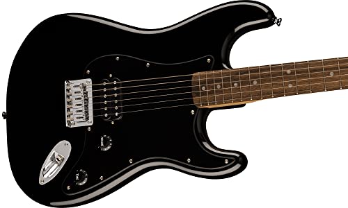 Image of Fender Squier Sonic Stratocaster HT H - Black Bundle with Tuner, Strap, Picks, and Austin Bazaar Guitar DVD