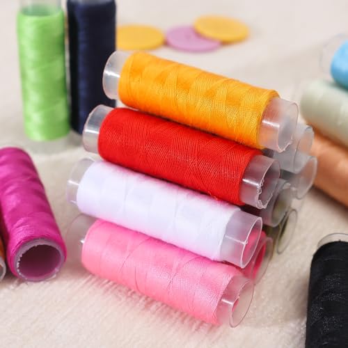 Hilos de costura para máquina y bordado DIY para ropa hechos a mano, portátil para uso doméstico con punzonado manual (24 rollos, 5.5 x 1.5 x 1.5 cm) miniatura 1