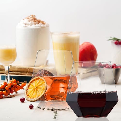 40 Pack Clear Plastic Drinking Glasses, 12 oz Disposable Tumbler Cups, Diamond Pattern Cocktail Cups for Parties, Weddings, Birthdays by Tesion - Image 5